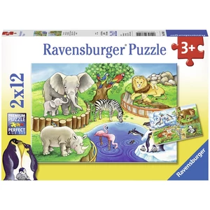 Puzzle 2x12 db - Állatkerti állatok -07602-
