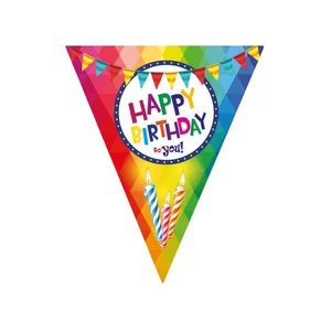 Happy birthday zászló girland 5 m, 10 zászló