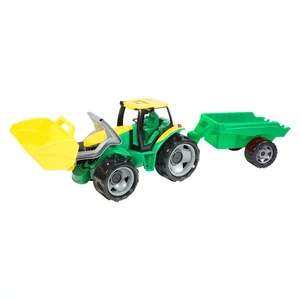 Traktor markolóval és utánfutóval