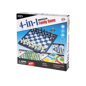 4IN1 társasjáték (sakk, dáma, ki nevet a végén, létrék és kígyók)