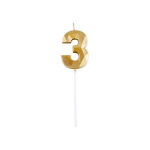 3-as elegáns számgyertya - ARANY