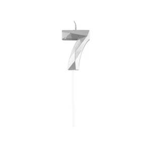 7-es elegáns számgyertya - EZÜST