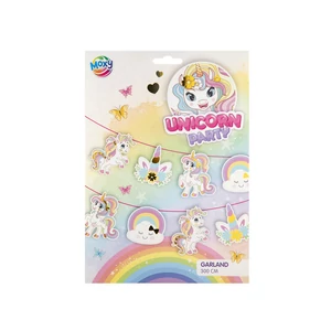 Unikornis papír girland, 3 m, 14 zászló