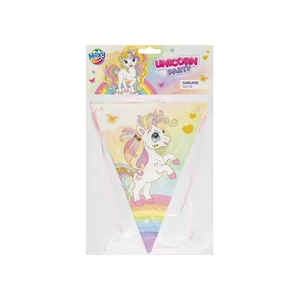 Unikornis papír girland, 3 m, 7 zászló