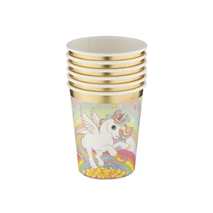 Unikornis papírpohár, 250 ml, 6 db