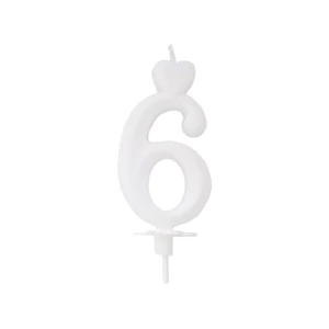 Számgyertya 6 - fehér