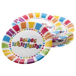 Boldog születésnapot papírtányér 6 darabos - 23 cm