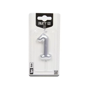 1-s szám gyertya EZÜST 6 cm