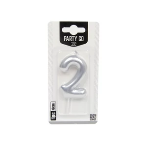 2-s szám gyertya EZÜST 6 cm