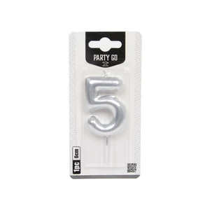 5-s szám gyertya EZÜST 6 cm