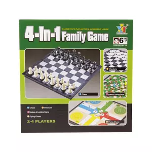 4IN1 társasjáték (sakk, dáma, ki nevet a végén, létrék és kígyók)