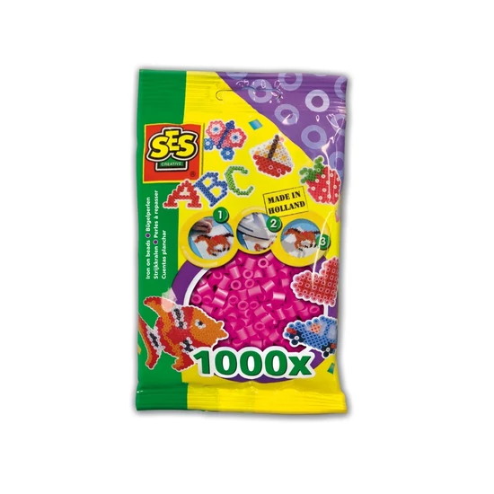 Vasalható gyöngy - 1000 db neon rózsaszín 00717