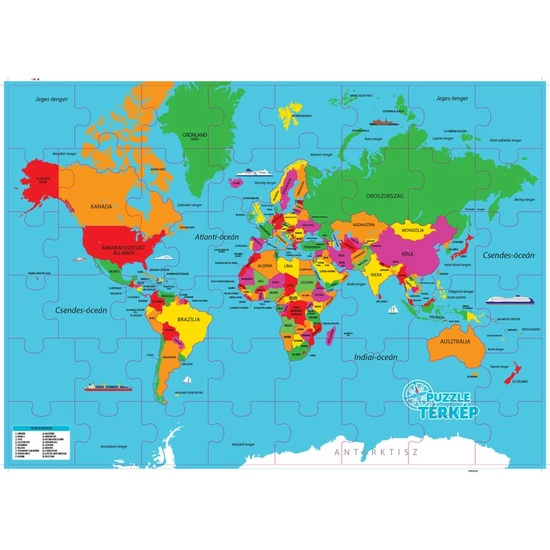 Világ Puzzle térkép magyarul