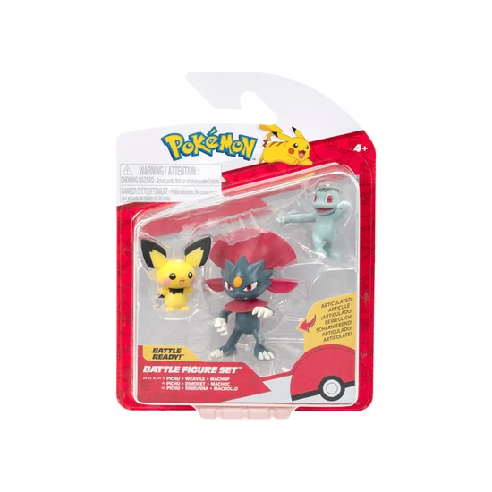 Pokémon 3 db-os figura - Pichu, Machop, Weavile