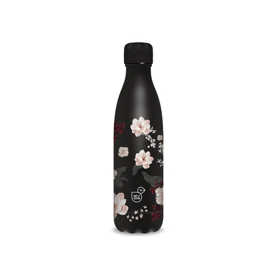 Duplafalú fémkulacs 600ml- Flowery black