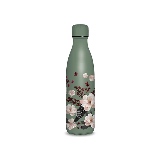 Duplafalú fémkulacs 600ml- Flowery pink