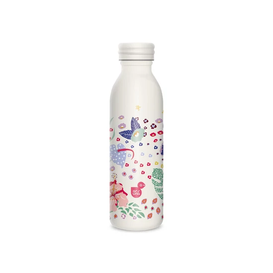 Duplafalú fémkulacs 600ml- Cream hibiscus