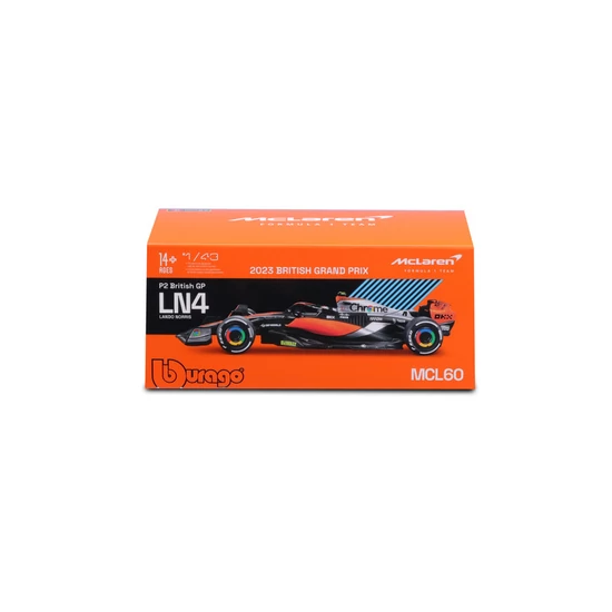Bburago 1 /43 F1 versenyautó - Mclaren MCL60 (With helmet) (#4 (Lando Norris)