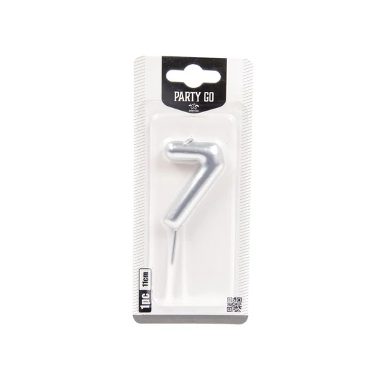 7-s szám gyertya EZÜST 6 cm